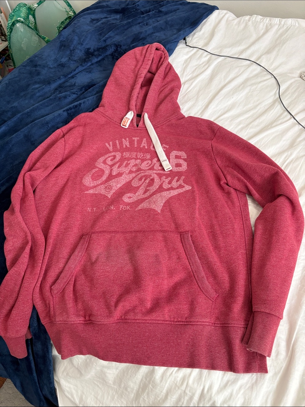 Superdry Men’s sweatshirt Hoodie in Heather Red with Vintage Logo Print